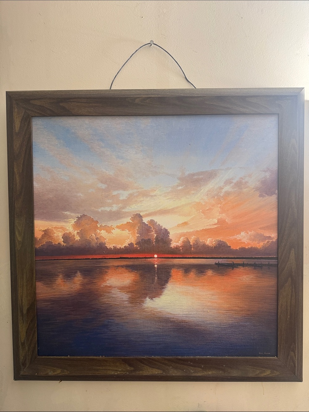 Sunset Over Water Framed Wall Art - Orange, Blue